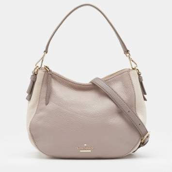 Pre Owned Kate Spade Grey/Off White Leather Cobble Hill Mylie Shoulder Bag