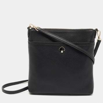 Pre Owned Kate Spade Black Leather Zip Crossbody Bag