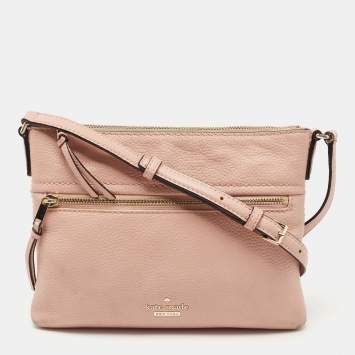 Pre Owned Kate Spade Pink Leather Zip Crossbody Bag
