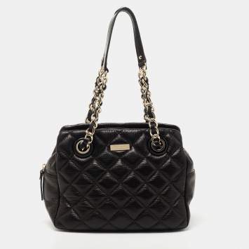 Pre Owned Kate Spade Black Quilted Shimmer Leather Elizabeth Shoulder Bag