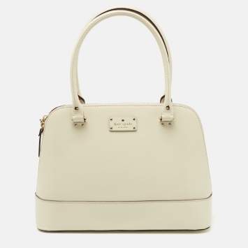 Pre Owned Kate Spade Off White Leather Wellesley Rachelle Satchel