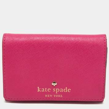 Pre Owned Kate Spade Fuchsia Leather Card Case