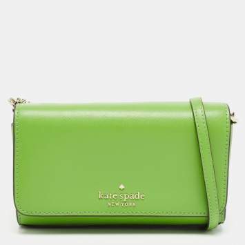 Pre Owned Kate Spade Green Leather Cami Crossbody Bag