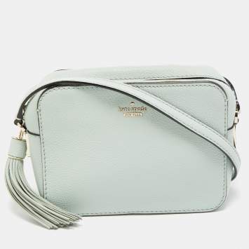 Pre Owned Kate Spade Mint Green Leather Camera Crossbody Bag