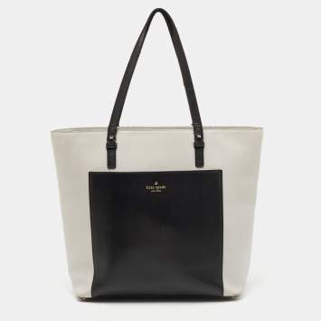 Pre Owned Kate Spade Grey/Black Leather Street Sadie Tote 
