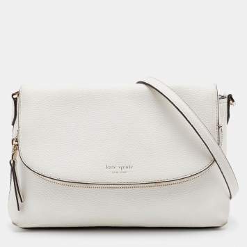 Pre Owned Kate Spade Off White Leather Polly Convertible Flap Crossbody Bag