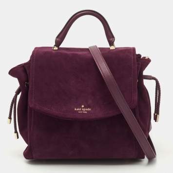 Pre Owned Kate Spade Plum Suede and Leather Laurel Way Lilah Top Handle Bag