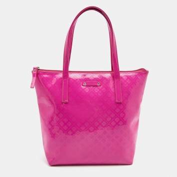 Pre Owned Kate Spade Pink Embossed Patent Leather Tote