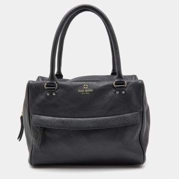 Pre Owned Kate Spade Black Leather Zip Satchel 