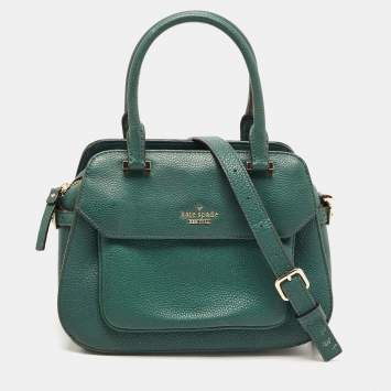 Pre Owned Kate Spade Green Leather Boxwood Road Aubrey Satchel