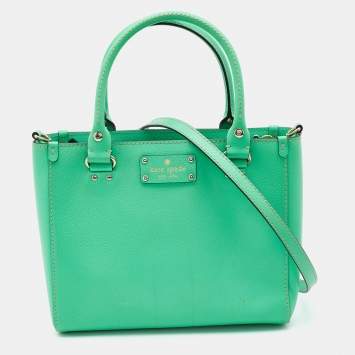 Pre Owned Kate Spade Green Leather Wellesley Quinn Tote 