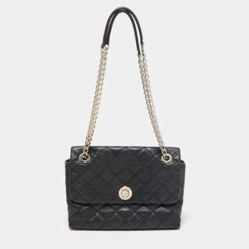 Pre Owned Kate Spade Black Quilted Leather Natalia Crossbody Bag