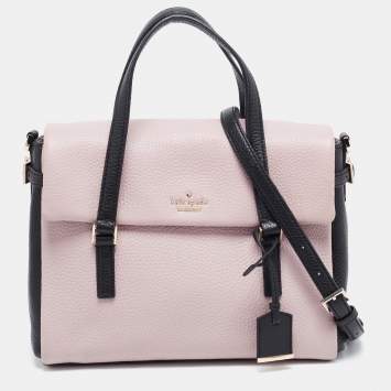 Pre Owned Kate Spade Pink/Black Leather Flap Shoulder Bag