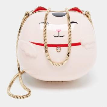 Pre Owned Kate Spade Pink PVC Hello Tokyo Lucky Cat Clutch