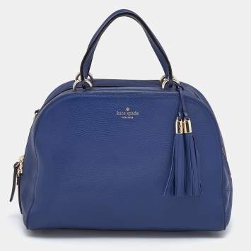 Pre Owned Kate Spade Navy Blue Leather Tassel Satchel