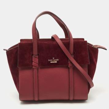Pre Owned Kate Spade Burgundy Leather and Suede Abigail Tote