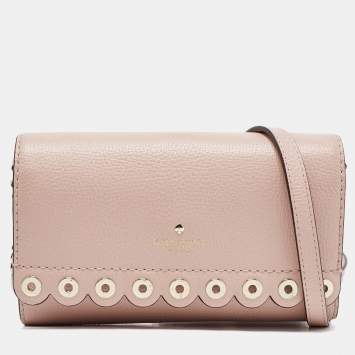 Pre Owned Kate Spade Light Pink Leather Paloma Road Flap Crossbody Bag