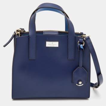 Pre Owned Kate Spade Navy Blue Leather Anissa Putnam Drive Tote