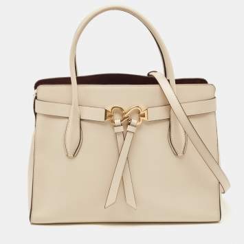 Pre Owned Kate Spade Cream Leather Large Toujours Tote