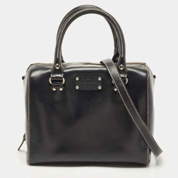 Pre Owned Kate Spade Black Leather Wellesley Alessa Satchel