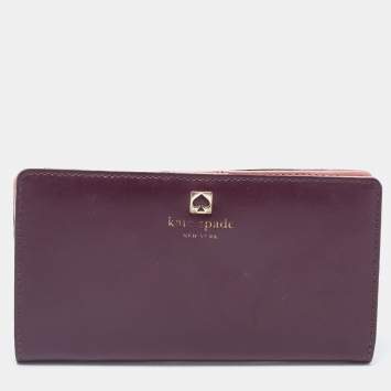 Pre Owned Kate Spade Purple/Pink Leather Adel Bifold Wallet