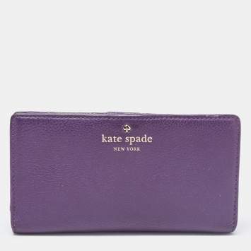 Pre Owned Kate Spade Purple Leather New York Staci Bifold Wallet