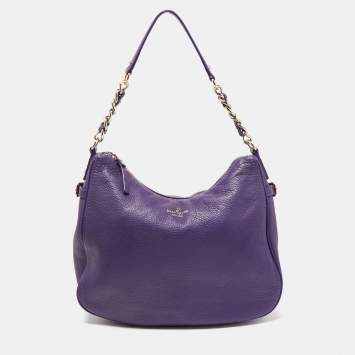 Pre Owned Kate Spade Purple Pebbled Leather Finley Hobo