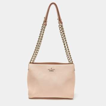 Pre Owned Kate Spade Peach Leather Chain Shoulder Bag