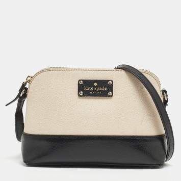 Pre Owned Kate Spade Light Pink/Black Leather Bay Street Hanna Crossbody Bag
