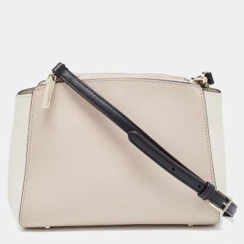 Pre Owned Kate Spade Tri Color Leather Double Zip Crossbody Bag