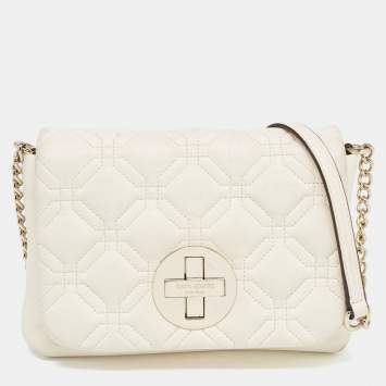 Pre Owned Kate Spade Off White Leather Astor Court Naomi Crossbody Bag