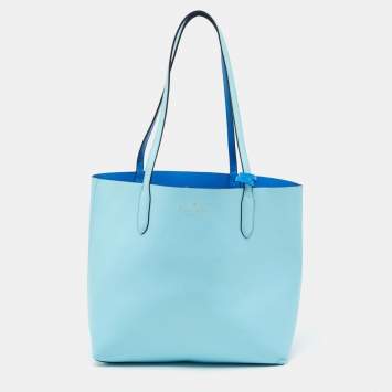 Pre Owned Kate Spade Two Tone Blue Leather Ava Reversible Tote