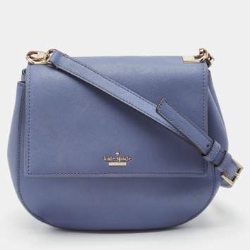 Pre Owned Kate Spade Blue Leather Cameron Street Byrdie Crossbody Bag