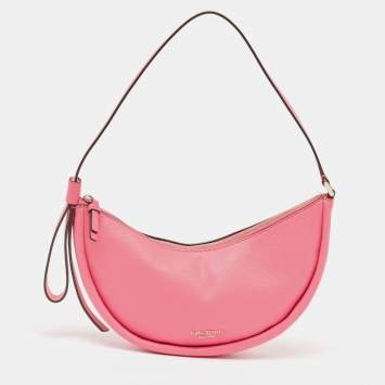 Pre Owned Kate Spade Pink Leather Small Smile Hobo