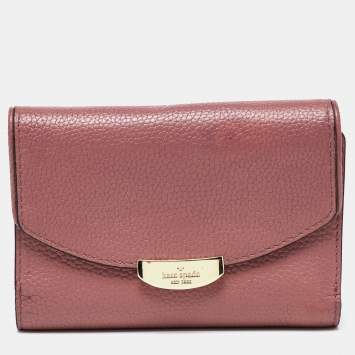 Pre Owned Kate Spade Pink Leather Trifold Compact Wallet