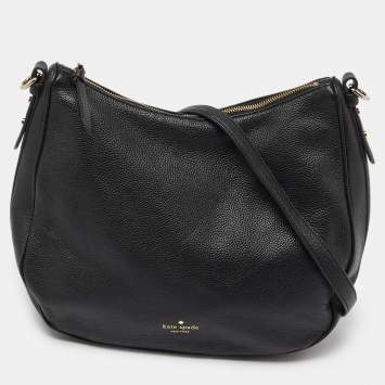 Pre Owned Kate Spade Black Leather Zip Shoulder Bag