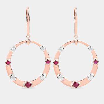 مملوكة مسبقًا 1.36 cts Ruby and Diamond 14K Rose Gold Dangle Earrings