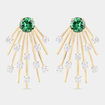 مملوكة مسبقًا 2.35 cts Tsavorite and Diamond 14K Yellow Gold Sunburst Earrings
