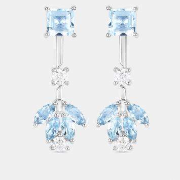 Pre Owned 2.30 cts Aquamarine and Diamond 14K White Gold Drop Earrings