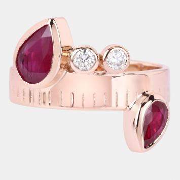 Pre Owned 1.21 cts Ruby and Diamond 14K Rose Gold Bypass Ring US Size 7