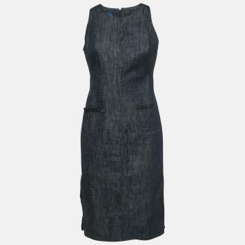 Pre Owned Kenzo Navy Blue Denim Jeans Sleeveless Short Dress M