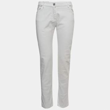 Pre Owned Kenzo White Denim Slim Fit Jeans S 