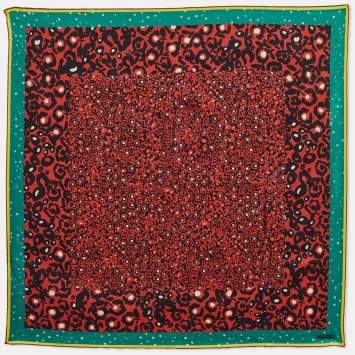 Kenzo Red Leopard Print Silk Scarf