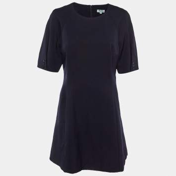 Kenzo Navy Blue Wool Shift Dress L