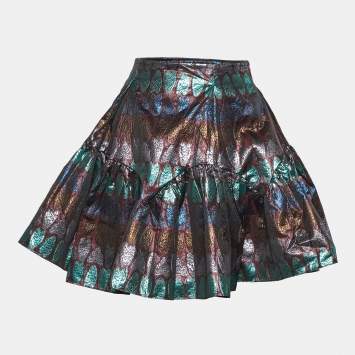 Kenzo Multicolor Metallic Brocade Mini Skirt S