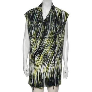 Kenzo Multicolor Printed Cotton Zip Detail Long Sleeveless Jacket S