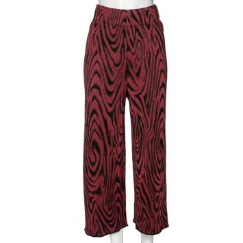 Pre Owned Kenzo Burgundy & Black Patterned Knit High Waisted Culottes S