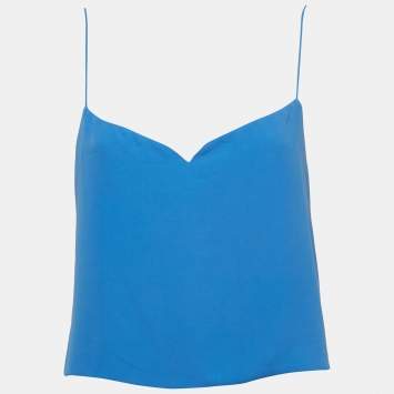 Pre Owned Kenzo Blue Crepe Sweetheart Neck Strappy Top M