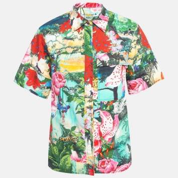 Pre Owned Kenzo X Disney Multicolor The Jungle Book Print Cotton Short Sleeve Shirt M