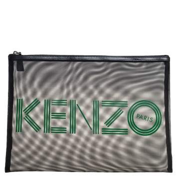 Pre Owned Kenzo Green/Black Mesh Clutch